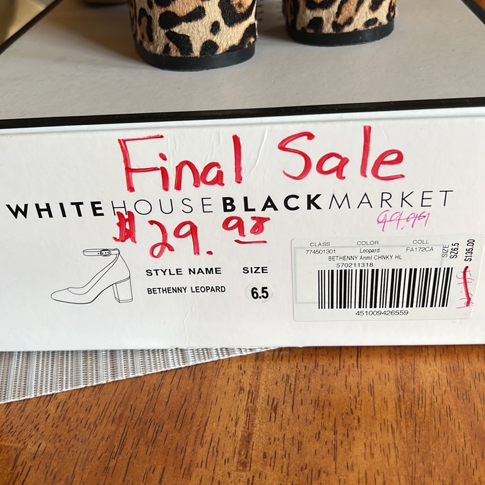 White House Black Market Leopard heels with ankle strap. - Picture 6 of 6